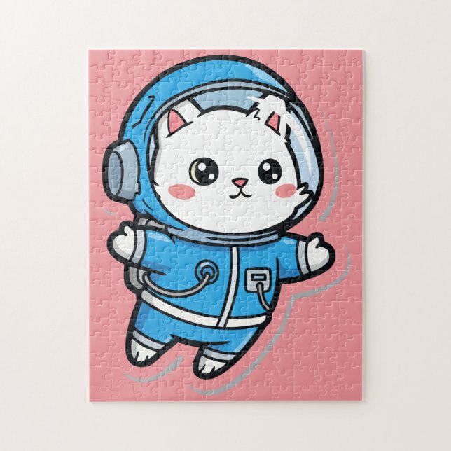 Söt Astronaut Katt Anpassad Foto Pussel (Vertikal)