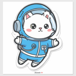Söt Astronaut Katt Kawaii Klistermärke 14x14 Klistermärken