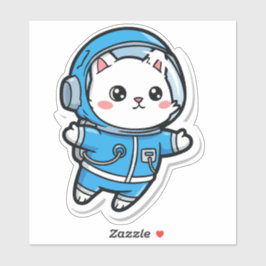 Söt Astronaut Katt Kawaii Klistermärke 6x6 Klistermärken