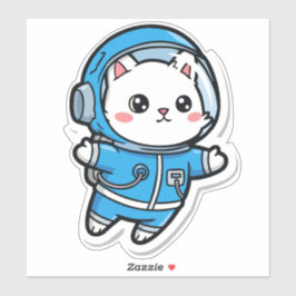 Söt Astronaut Katt Kawaii Klistermärke 8x8 Klistermärken