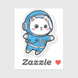 Söt Astronaut Katt Kawaii Klistermärke Klistermärken