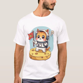Söt Astronaut Katt Månlandning Kawaii Rymd Kitty T Shirt