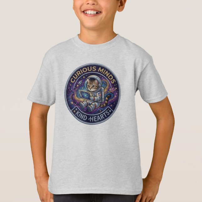 Söt Astronaut Katt Stjärnbegränsad Resa Rymddesign T Shirt (Framsida)