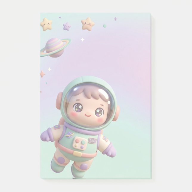 Söt astronaut Kawaii rymden  Post-it Block (Framsida)