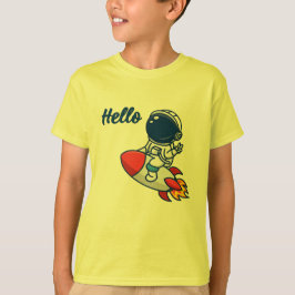 Söt astronaut ridande raket "Hej" barn t-shirt