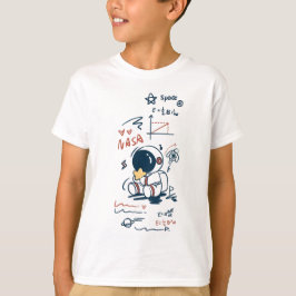 Söt Astronaut Rymd Cartoon Grafik Barns T-Shirt