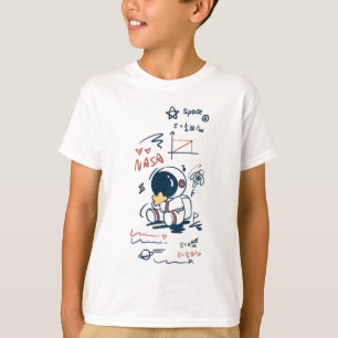 Söt Astronaut Rymd Cartoon Grafik Barns T-Shirt