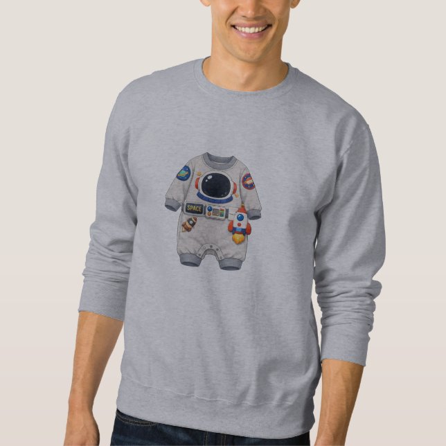 Söt Astronaut Rymddräkt Tryckt Tröja Lång Ärmad Tröja (Framsida)