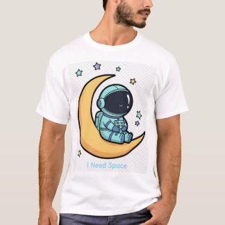 Söt astronaut som sitter på månen Kawaii rymden T Shirt