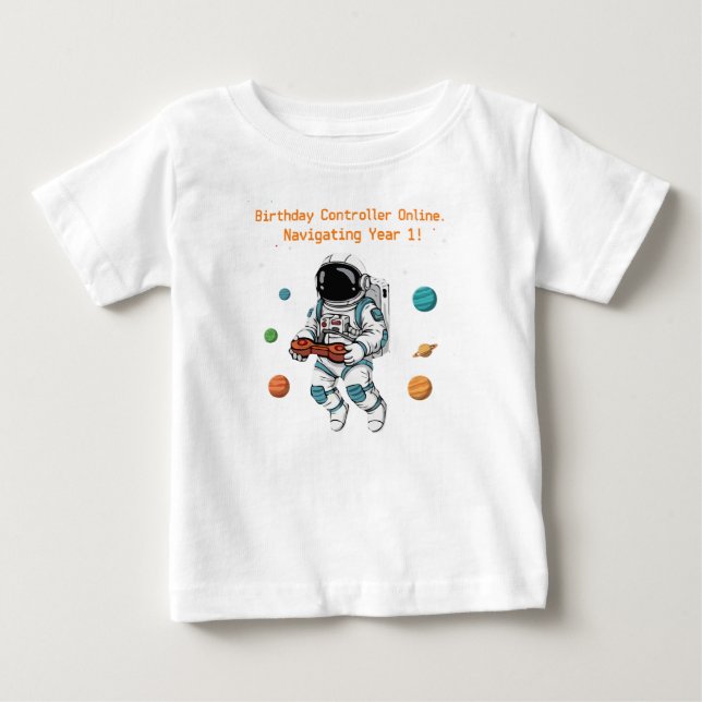 Söt astronaut-spelare 1-årsdag | Navigerar T Shirt (Framsida)