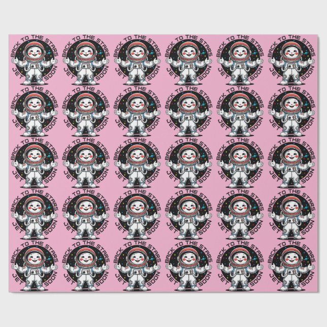 Söt astronaut tillbaka till stjärnornas design  presentpapper (Platt)