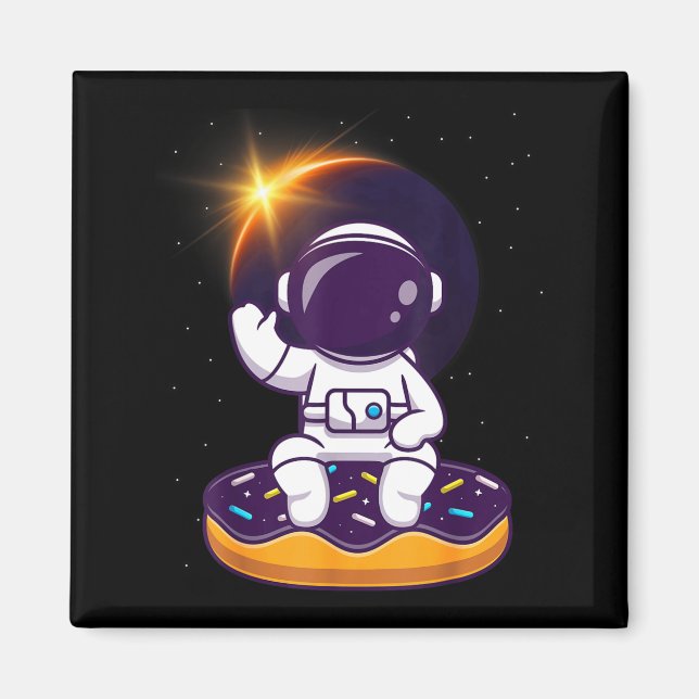 Söt astronaut Total solförmörkelse-munk Magnet (Framsidan)
