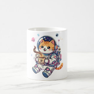 Söt astronautkatt som dricker kaffe i rymden Kawai Kaffemugg