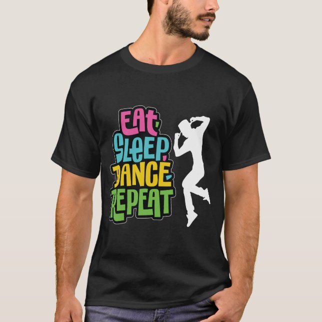 Söt Ät Sov Dansa Upprepa Design Män T-Shirt (Framsida)