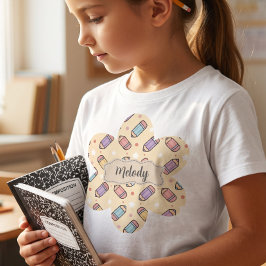 Söt åter till skolan pennmönster t shirt