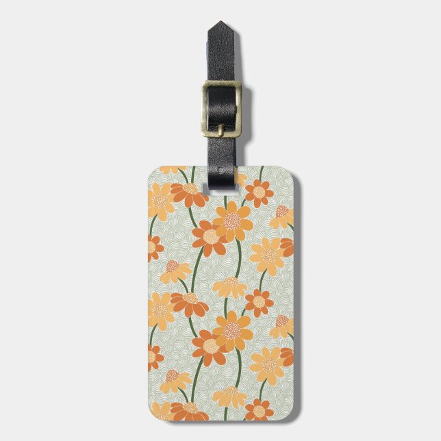 Söt återmuterade blommor från 1970-talet bagagebricka (Vertikal Framsida)
