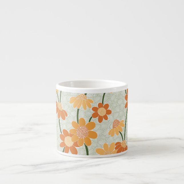 Söt återmuterade blommor från 1970-talet espressomugg (Framsidan)