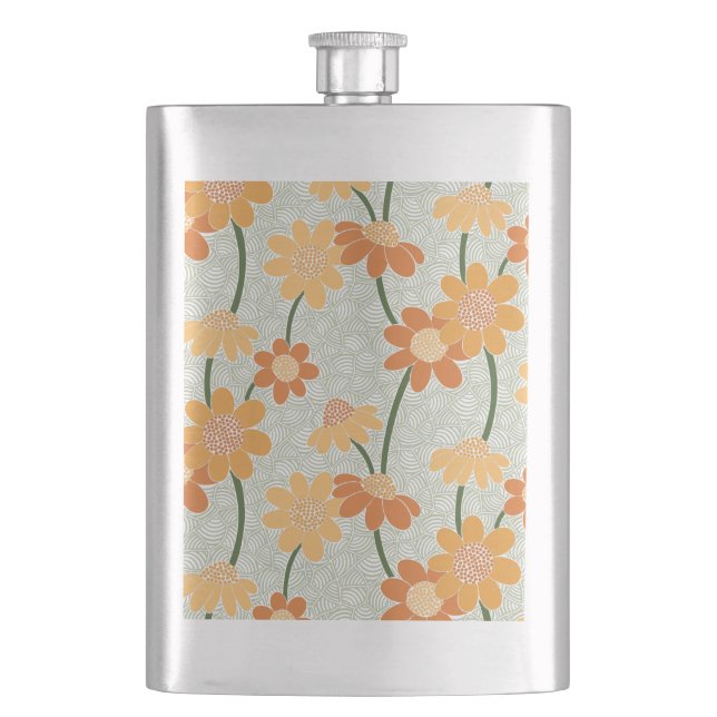 Söt återmuterade blommor från 1970-talet fickplunta (Framsidan)
