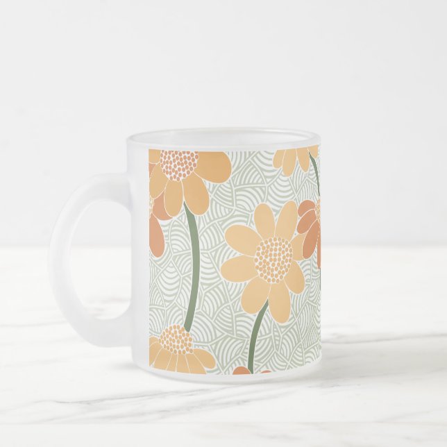 Söt återmuterade blommor från 1970-talet frostad glasmugg (Vänster)