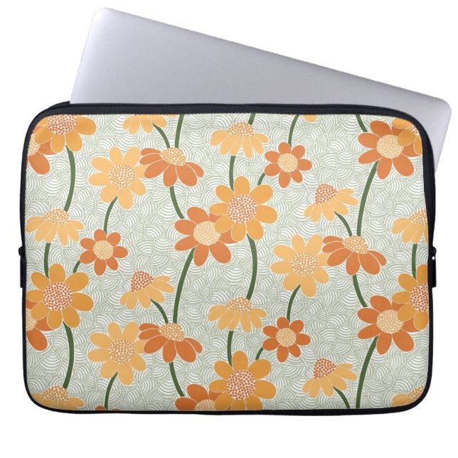 Söt återmuterade blommor från 1970-talet laptop fodral (Framsidan)