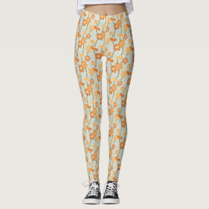 Söt återmuterade blommor från 1970-talet leggings