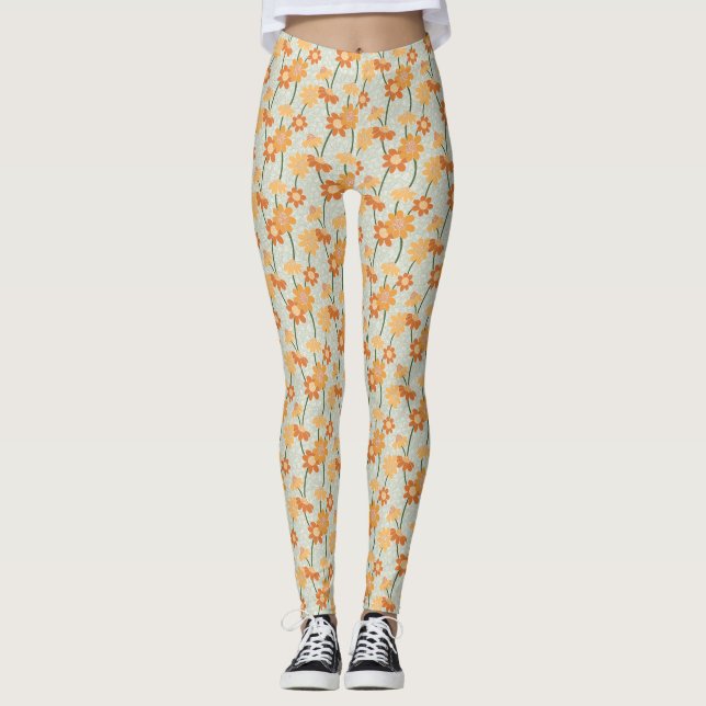 Söt återmuterade blommor från 1970-talet leggings (Framsida)