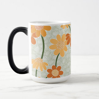 Söt återmuterade blommor från 1970-talet magisk mugg