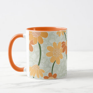 Söt återmuterade blommor från 1970-talet mugg