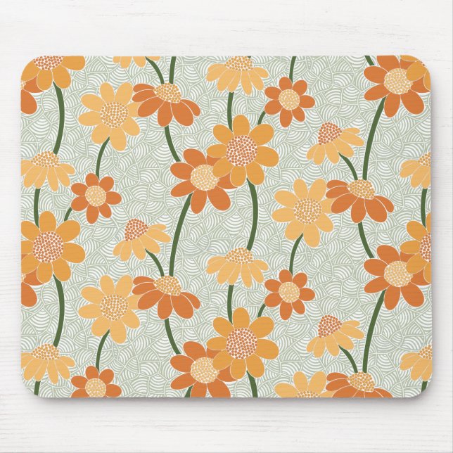 Söt återmuterade blommor från 1970-talet musmatta (Framsidan)