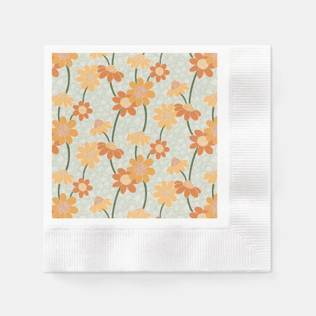 Söt återmuterade blommor från 1970-talet pappersservett (Framsidan)