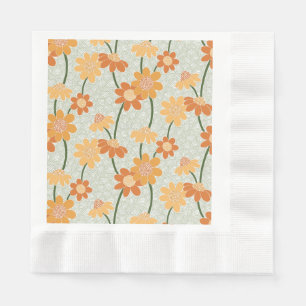 Söt återmuterade blommor från 1970-talet pappersservett