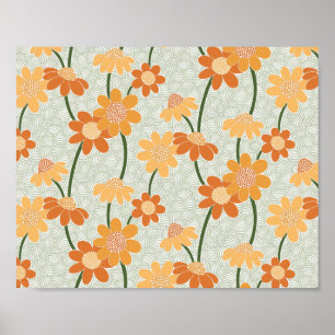 Söt återmuterade blommor från 1970-talet poster