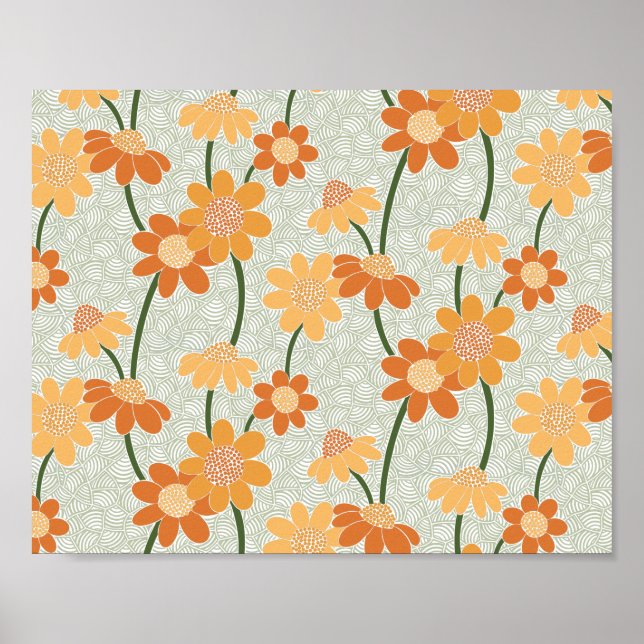 Söt återmuterade blommor från 1970-talet poster (Framsidan)