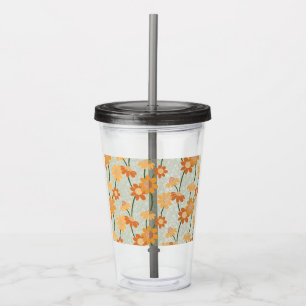 Söt återmuterade blommor från 1970-talet take away mugg