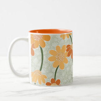Söt återmuterade blommor från 1970-talet Två-Tonad mugg