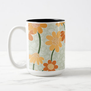 Söt återmuterade blommor från 1970-talet Två-Tonad mugg