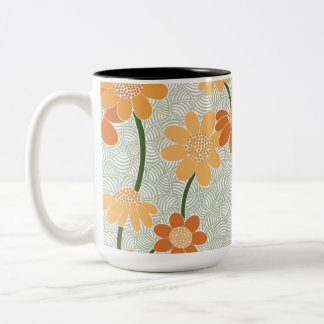 Söt återmuterade blommor från 1970-talet Två-Tonad mugg
