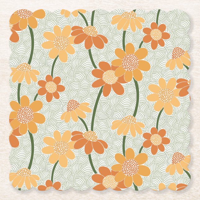 Söt återmuterade blommor från 1970-talet underlägg papper (Framsida)