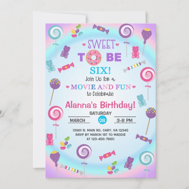 Söt att bli sex inbjudningar. inbjudningar (Framsida)