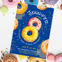 Söt åtta | 8:e Donut Färgglada strössel Blå Inbjudningar