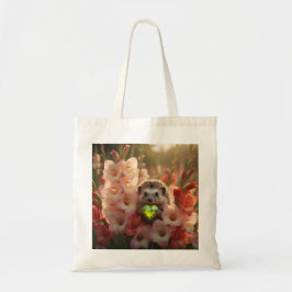 Söt augustig igelkott med peridot-hjärta tygkasse