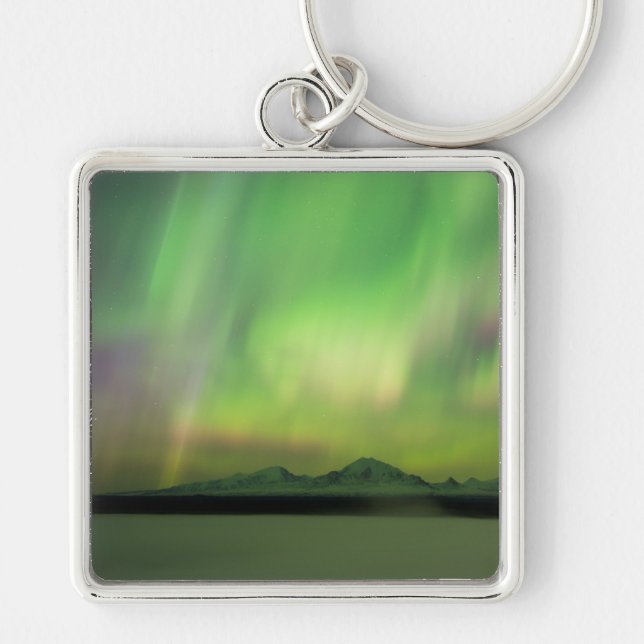 Söt Aurora Fyrkantig Silverfärgad Nyckelring (Framsidan)