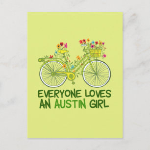 Söt Austin Cykel Flicka Vykort
