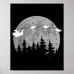 Söt Australien Känguru Tomte Släd Australiensisk J Poster