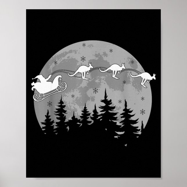 Söt Australien Känguru Tomte Släd Australiensisk J Poster (Framsidan)