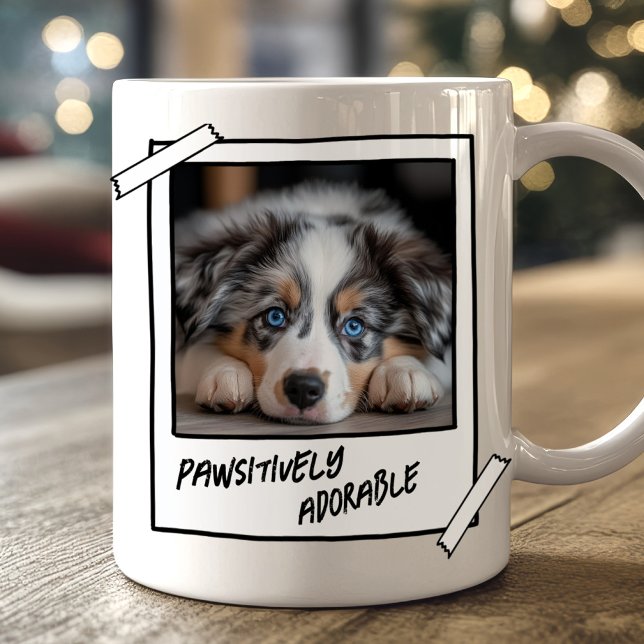 Söt australsk shepherd valp är positivt förtjusand kaffemugg (Cute Australian Shepherd Dog Mug)