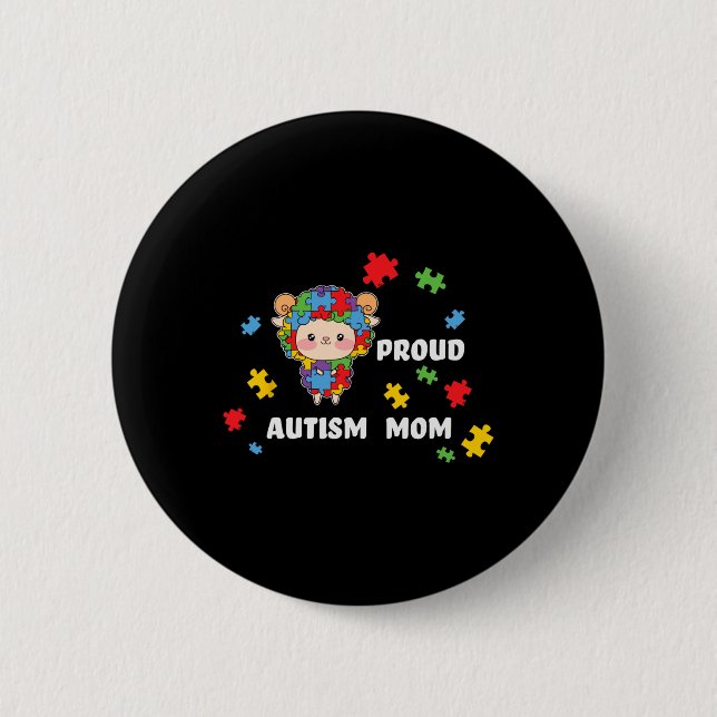 Söt Autism Medvetenhet Kvinnor - Stolt Autism Mamm Knapp (Framsida)