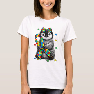 Söt Autism Medvetenhet Pingvin Pussel Band April T Shirt