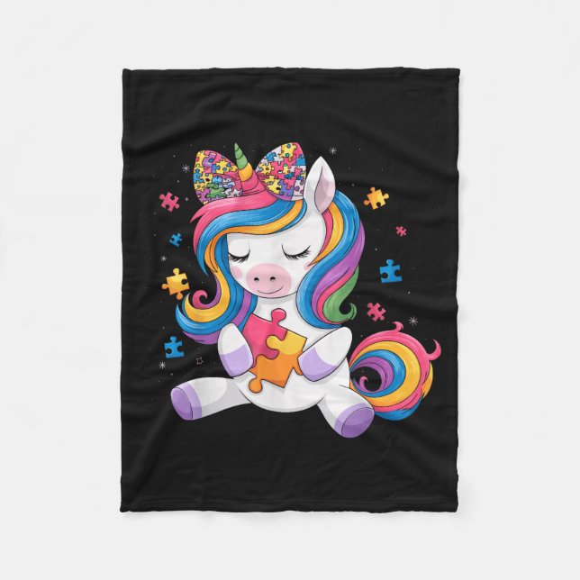 Söt Autism Medvetenhet Småbarn Flicka Båge Enhörni Fleecefilt (Framsidan)