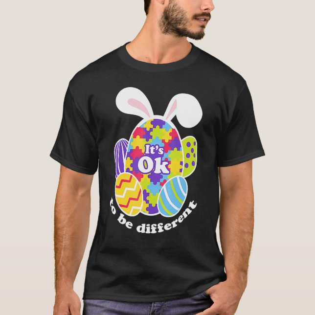 Söt Autism Påskharen Äggpussel T Shirt (Framsida)